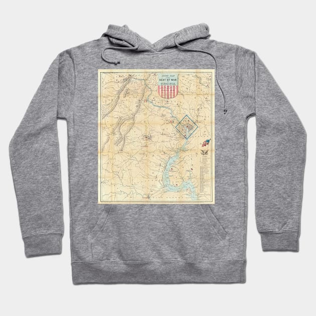 Vintage Northern Virginia Civil War Map (1862) Hoodie by Bravuramedia